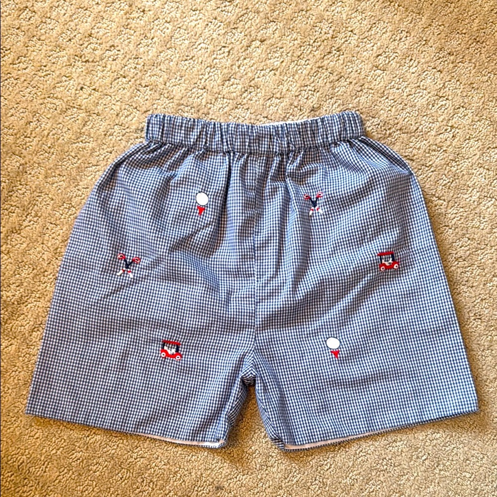 Zuccini Kids gingham golf appliqué shorts sz 6